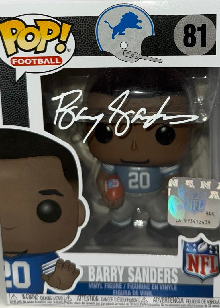 Barry Sanders Signed Funko Pop #81 Detriot Lions - Beckett COA